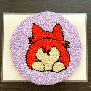 “Corgi butt” punch needle mug rug coaster handmade